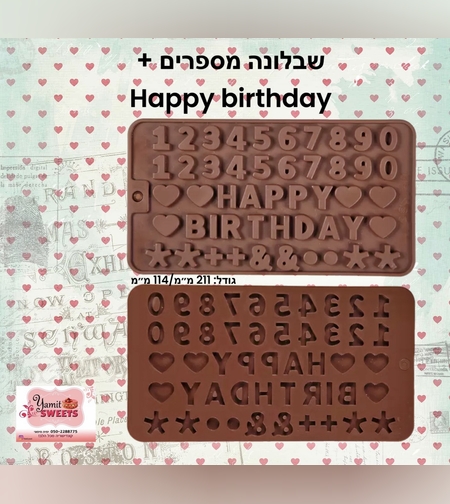 שבלונה מספרים ו happy birthday