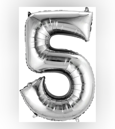 בלון הליום סיפרה 5 בצבע כסף גודל ״34 אינצ