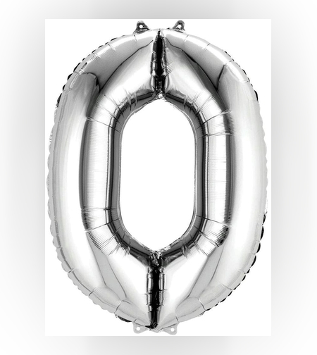 בלון הליום סיפרה 0 בצבע כסף גודל ״34 אינצ