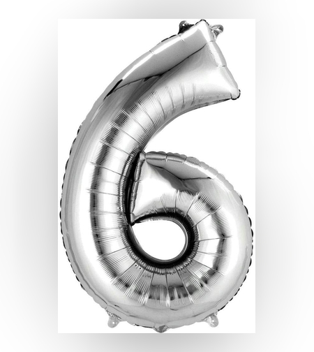 בלון הליום סיפרה 6 בצבע כסף גודל ״34 אינצ