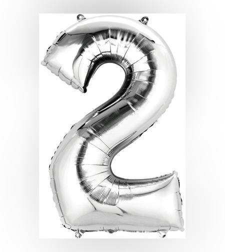 בלון הליום סיפרה 2 בצבע כסף גודל ״34 אינצ