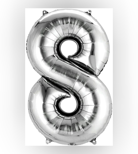 בלון הליום סיפרה 8 בצבע כסף גודל ״34 אינצ