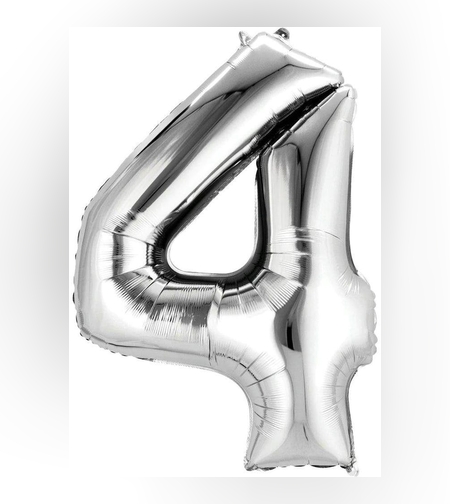 בלון הליום סיפרה 4 בצבע כסף גודל ״34 אינצ