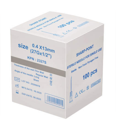 מחט סטרילית 100 יחידות בחבילה- 27G