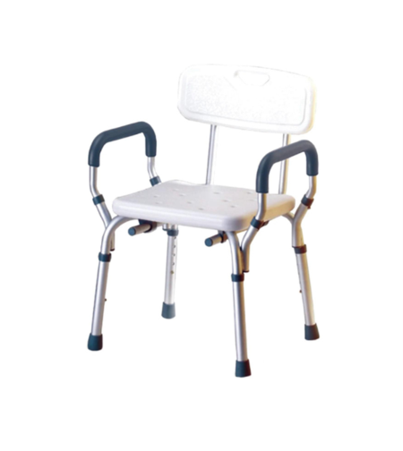 כסא אמבט טלסקופי עם משענת גב וידיות פריקות