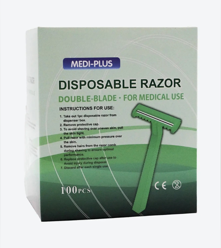 מארז 100 סכיני גילוח חד-פעמיים מקצועיים לטיפולי אסתטיקה ולייזר- DISPOSABLE RAZOR MEDI PLUS