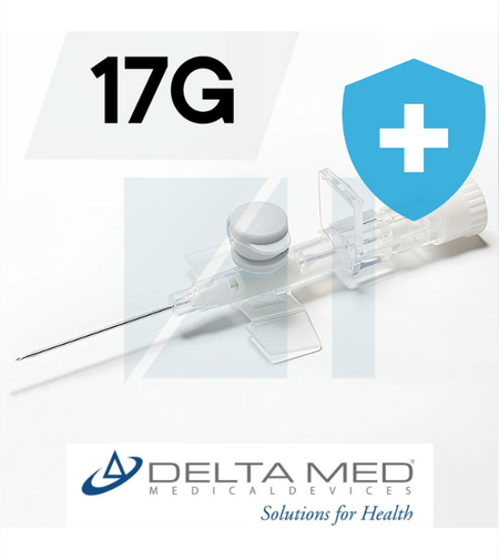 צנתר/וונפלון לעירוי 2 דרכים דלתה 17G לבן 50 יח' - DELTA MED