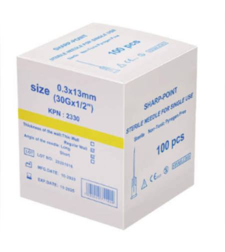 מחט סטרילית 100 יחידות בחבילה- 30G