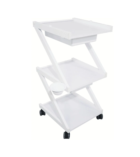 עגלת קוסמטיקה 3 מדפי עץ ומגירות אחסון - Cosmetics cart