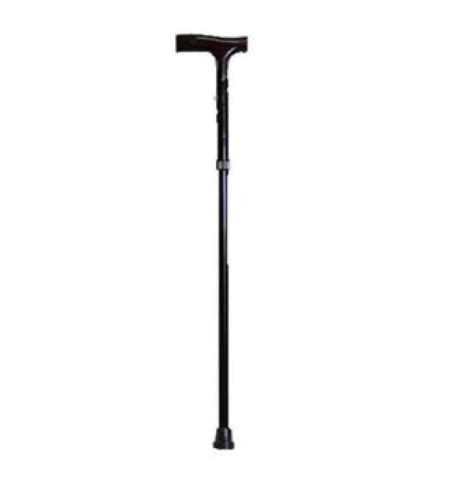 מקל הליכה טלסקופי ידית עץ - שחור