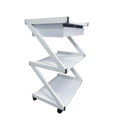 עגלת קוסמטיקה 3 מדפי עץ ושתי מגירות אחסון - Cosmetics cart