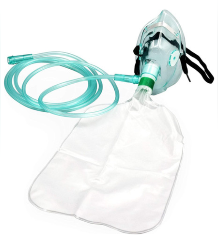 מסכת חמצן מבוגר עם שקית העשרה 100% - קרטון 100 יחידות.