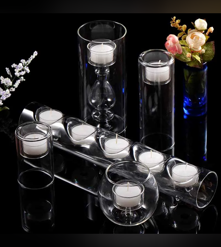 סט פמוטים לנרות מזכוכית