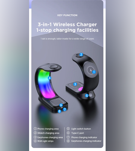 מטען אלחוטי מגנטי תחנת טעינה עבור AIRPODS PRO I-PHONE WATCH