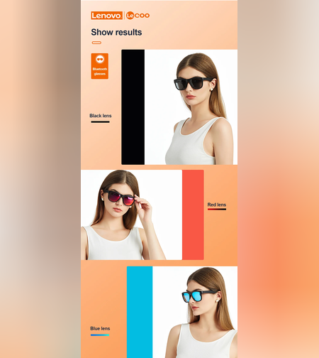 משקפי שמש חכמים בלוטות' אוזניות אלחוטיות HD סטריאו LENOVO LECOO