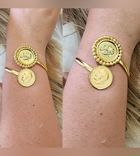 צמיד קשיח יוקרתי לירה&שם ממוסגר