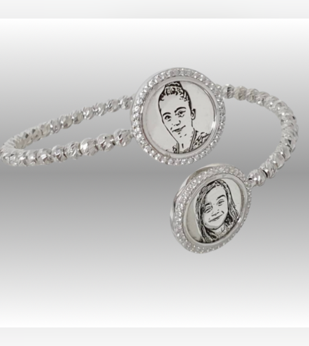 צמיד קשיח כסף / גולדפילד עם חריטת תמונה או שם