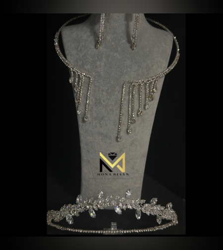 סט כלה כתר ושרשרת ועגילים