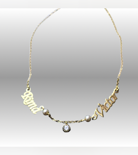 שרשרת שתי שמות בשילוב תליון זרקון דגם B