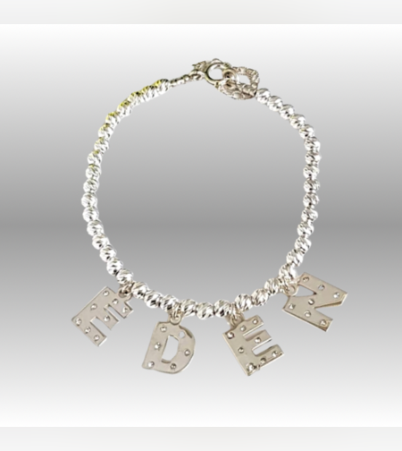 צמיד כדורי כסף עם אותיות מזורקנים