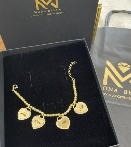 צמיד כדורי גולדפילד יוקרתי+תליוני שמות ילדים