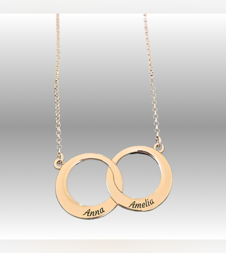 שרשרת שני עיגולים &חריטה אישית