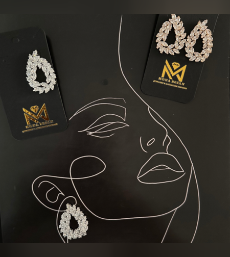 עגילי קריסטלים לכלה דגםF