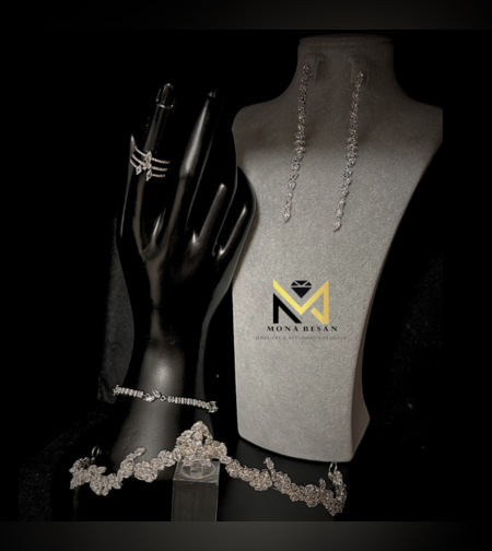 סט כלה כתר עדין שרשרת צמיד ועגילים