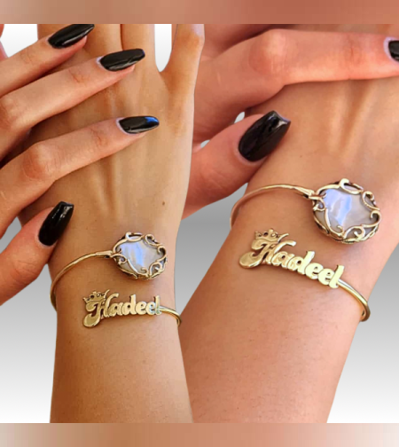 צמיד קשיח שם&קריסטל