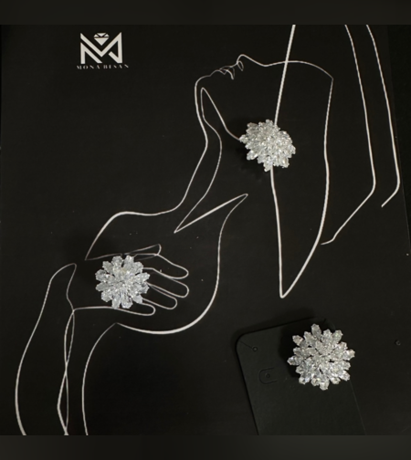 סט כלה עגילים וטבעת קריסטלים