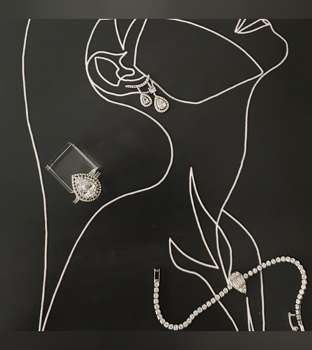 סט כלה עגילים טבעת וצמיד