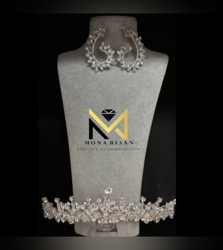 סט כלה כתר קריסטלים ועגילים