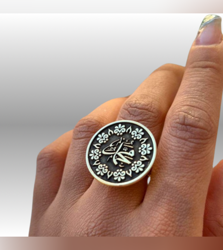 טבעת כסף יוקרתית עם חריטה