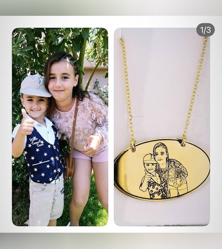 שרשרת פלטה אליפסה עם חריטת תמונה