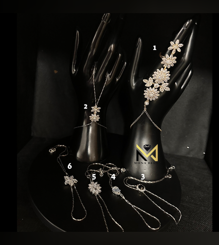 צמיד שרשרת וטבעת בשילוב קריסטל