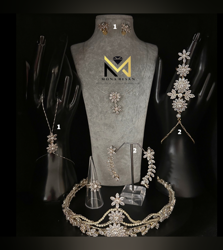 סט כלה כתר יוקרתי בצבע שמפניה