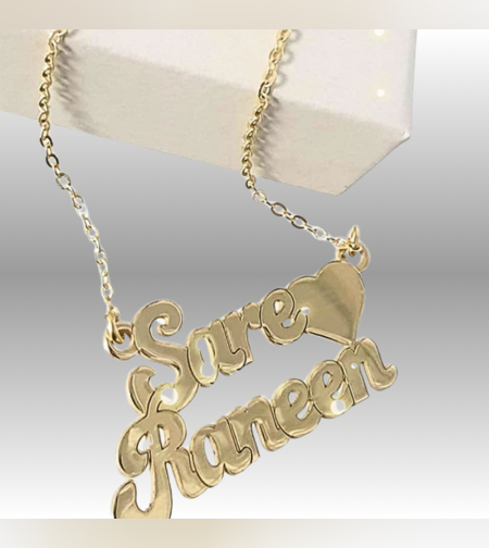 שרשרת שתי שמות בשילוב לב