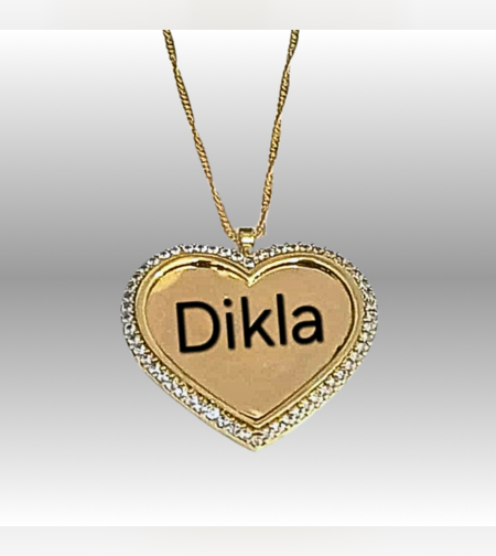 שרשרת לב מזורקן עם חריטה