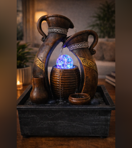מזרקת מים דקורטיבית לבית | מזרקה מעוצבת בסגנון כדים עתיקים