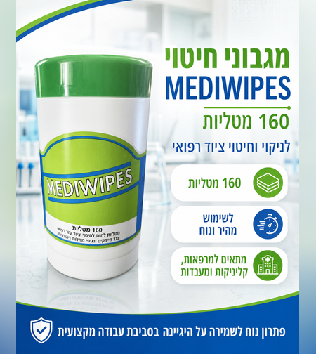 מגבוני חיטוי לציוד רפואי MEDIVWIPES – מארז 160 מטליות
