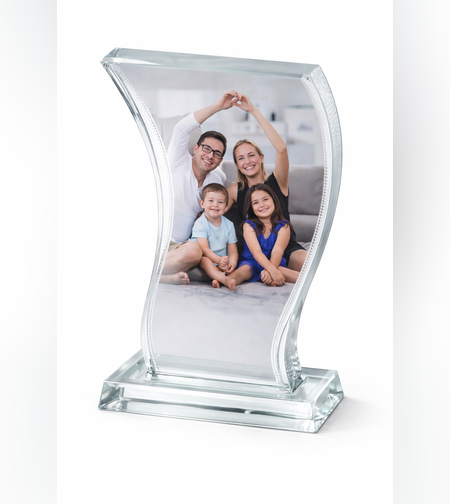 מעמד זכוכית מעוצב עם הדפסה אישית | מתנה יוקרתית לתמונה