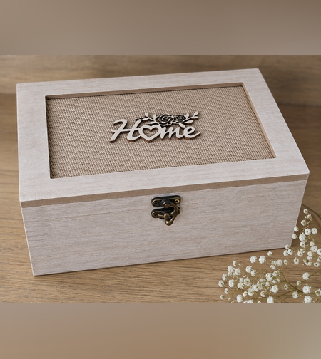 קופסת אחסון דקורטיבית לבית עם מכסה HOME | קופסת אחסון עם 3 תאים