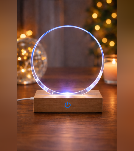 מנורת LED קריסטל עם אפקטים | מנורת לילה דקורטיבית - גודל גדול