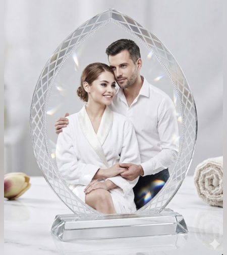 מסגרת זכוכית קריסטלית עם הדפסה אישית | תמונה מודפסת על זכוכית