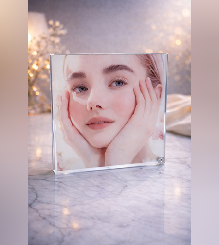 מסגרת זכוכית יוקרתית עם הדפסה אישית | מעמד תמונה קריסטלי
