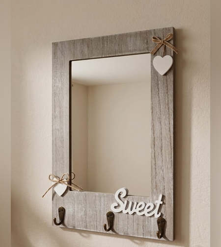 מתלה מפתחות עם מראה Sweet | מתלה מפתחות דקורטיבי לקיר