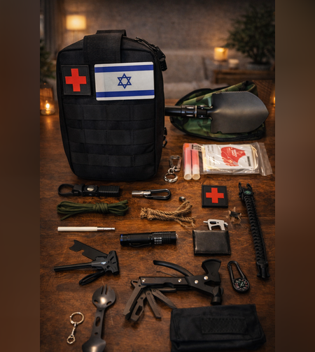 תיק ערכת הישרדות לקמפינג וטיולים עם ציוד חיוני לקמפינג - תיק קומפקטי עם ערכת הישרדות לשטח