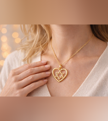 שרשרת מגן דוד בתוך לב | תליון מגן דוד מעוצב