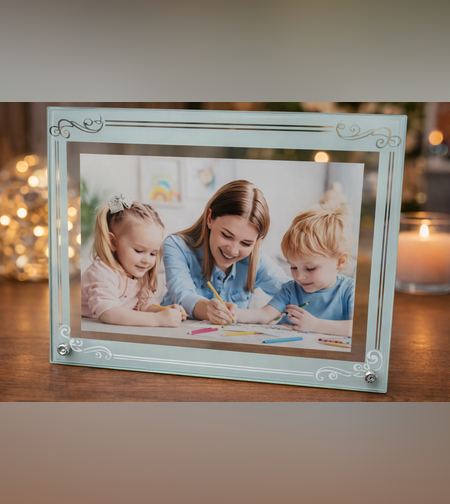 מסגרת תמונה זכוכית מעוצבת לשולחן | מסגרת תמונות דקורטיבית