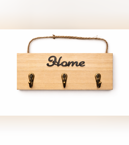 מתלה מפתחות לקיר Home עם 3 ווים | מתלה כניסה לבית